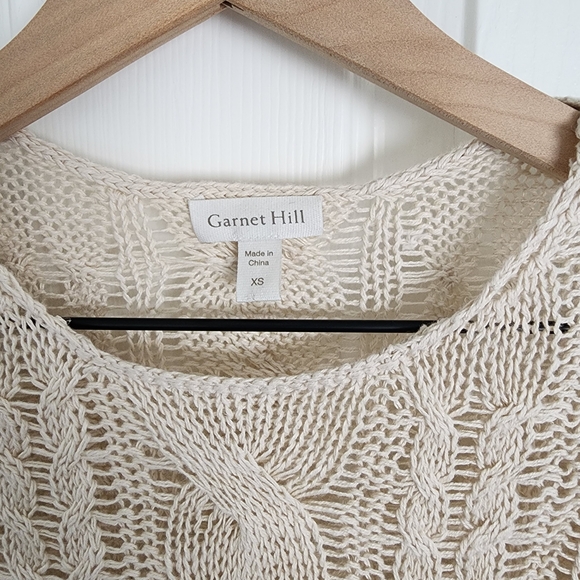 Garnet Hill Beige Linen And Organi Cotton Cable Pullover Sweater - Picture 2 of 6
